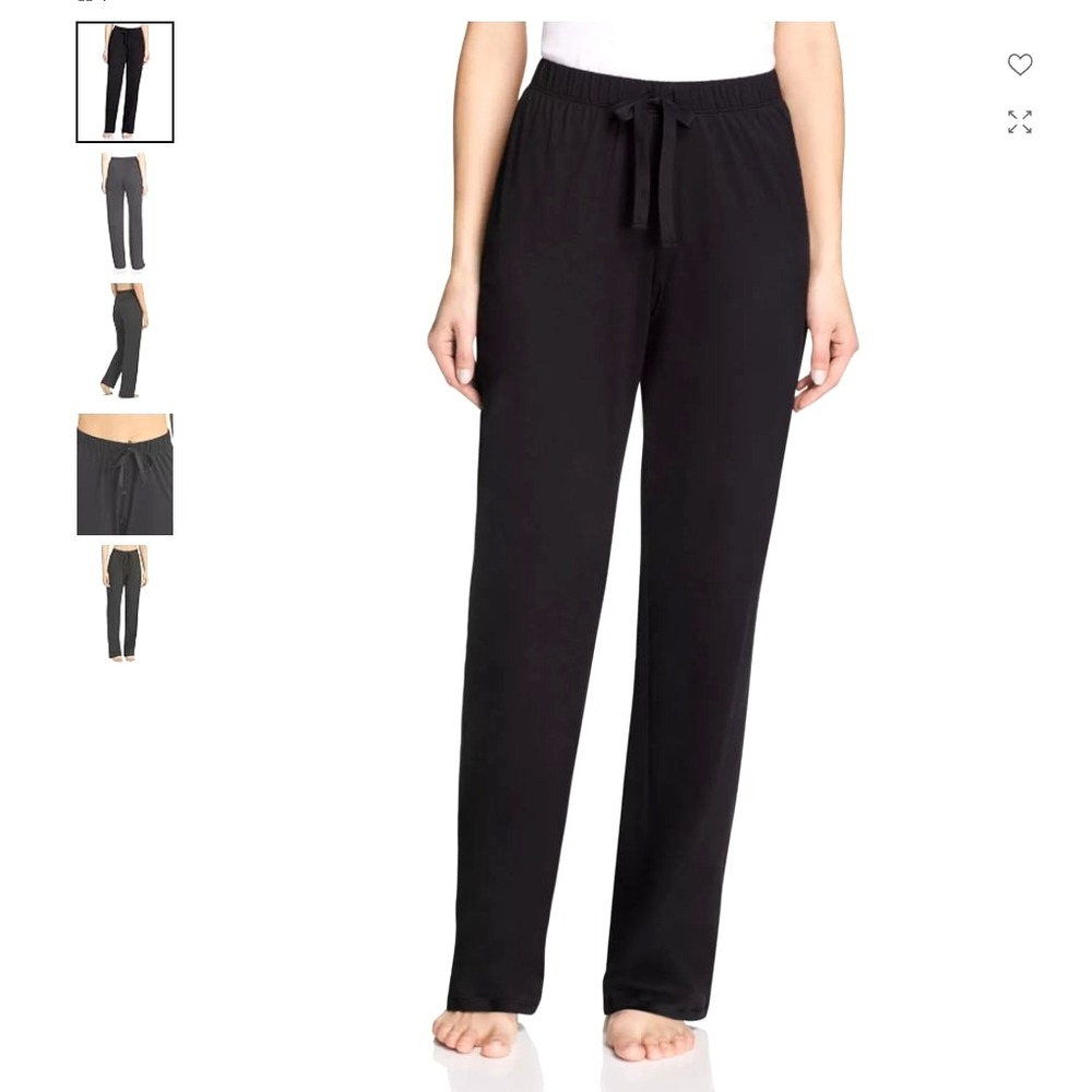 Hanro Pajama Pants Womens L Black Excellent Cotton Deluxe 7955 Drawstring